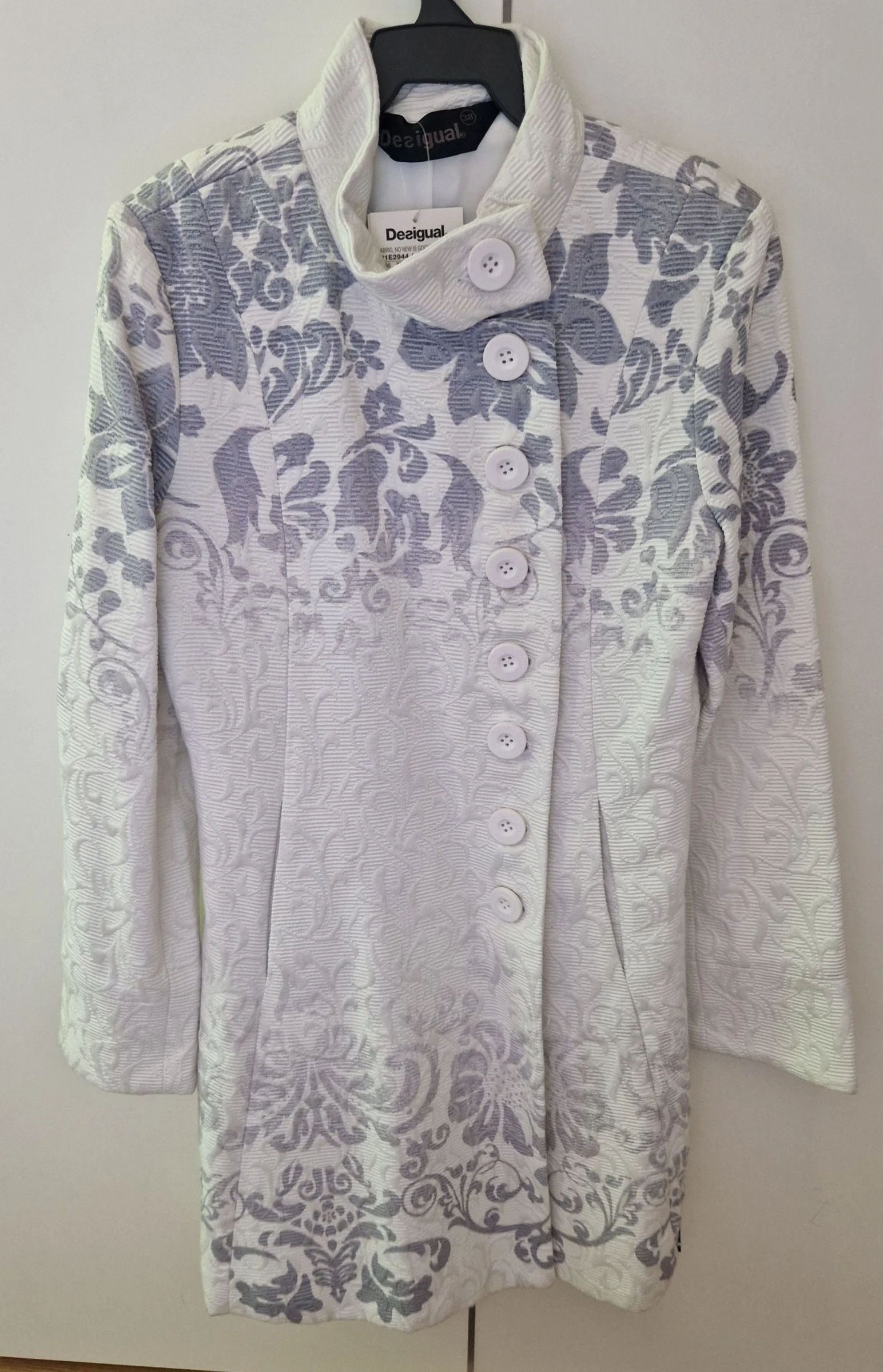 Desigual floral print coat grey white NEW M – photo 4